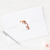 Jumping Red Fox Vierkante Sticker (Envelop)