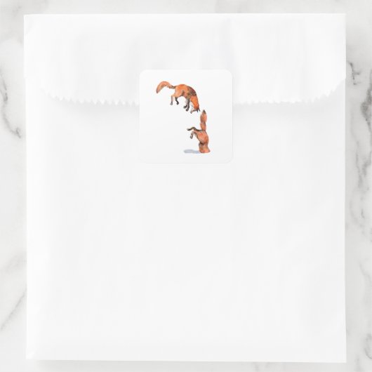 Jumping Red Fox Vierkante Sticker (Tas)