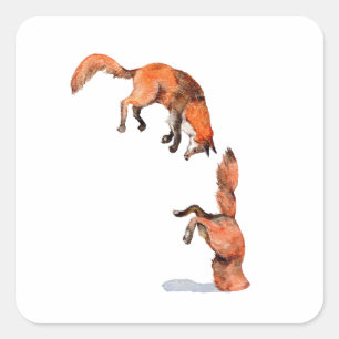 Jumping Red Fox Vierkante Sticker