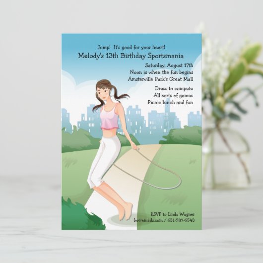 Jumping Rope-uitnodiging Kaart (Staand voorkant)