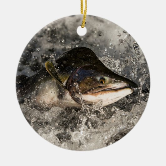 Jumping Salmon Keramisch Ornament (Voorkant)