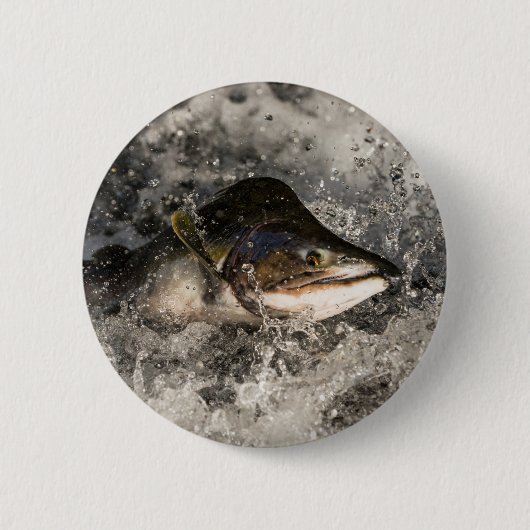 Jumping Salmon Ronde Button 5,7 Cm (Voorkant)