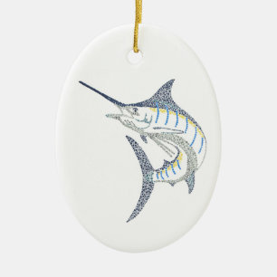 Jumping Saltwater Marlin Mosaic Keramisch Ornament