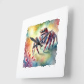 Jumping Spider 170624AREF114 - Watercolor Vierkante Klok (Hoek)