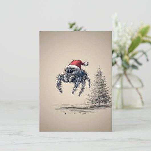 Jumping Spider Christmas Cards Feestdagenkaart (Staand voorkant)