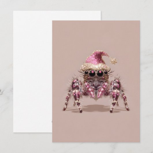 Jumping Spider Pink Christmas Cards Feestdagenkaart (Voorkant / Achterkant)