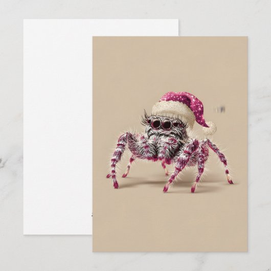 Jumping Spider Wearing Santa Hat Christmas Cards Feestdagenkaart (Voorkant / Achterkant)