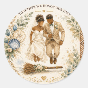 Jumping the Broom Huwelijkssticker Ronde Sticker