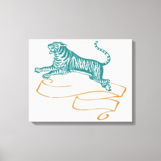 Jumping Tiger Canvas Afdruk (Voorkant)