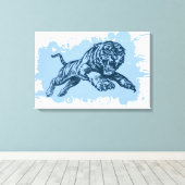Jumping Tiger Canvas Afdruk (Insitu (Houten vloer))
