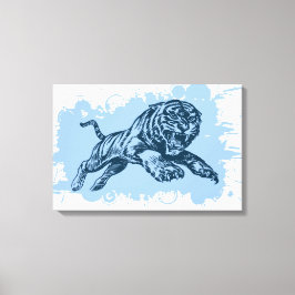Jumping Tiger Canvas Afdruk