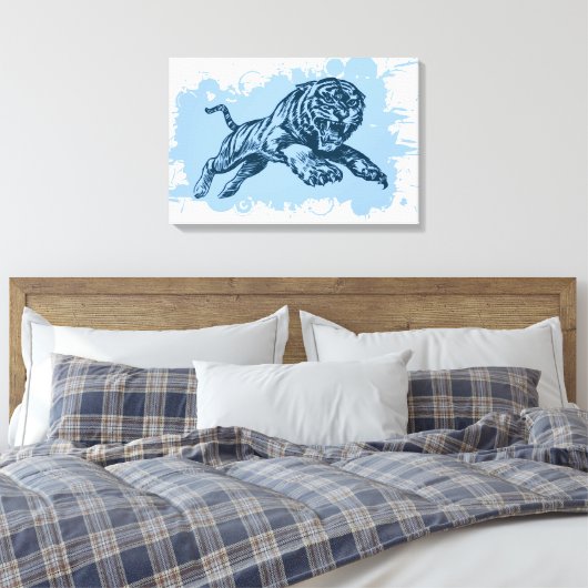 Jumping Tiger Canvas Afdruk (Insitu (Slaapkamer))