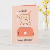 Jumping toast bestie funny birthday card kaart (Gele Bloem)