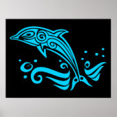 Jumping Tribal Blue Dolphin Poster (Voorkant)