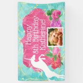 Jumping Unicorn Bright Girls Birthday Spandoek (Verticaal)