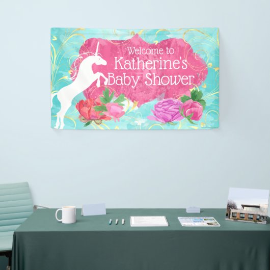 Jumping Unicorn Bright Girls Birthday Spandoek (Beurs)