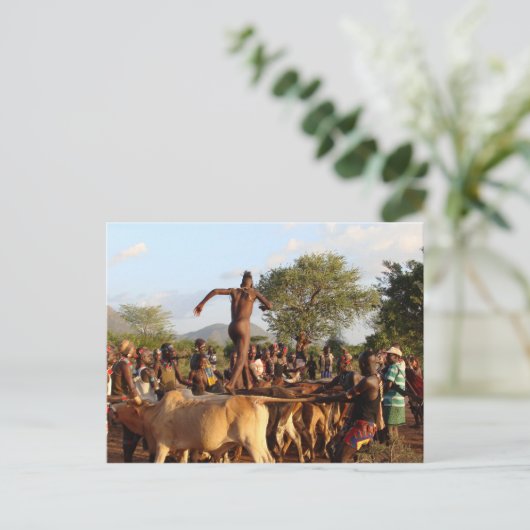 Jumping van de Bulls-ceremonie Briefkaart (Staand voorkant)