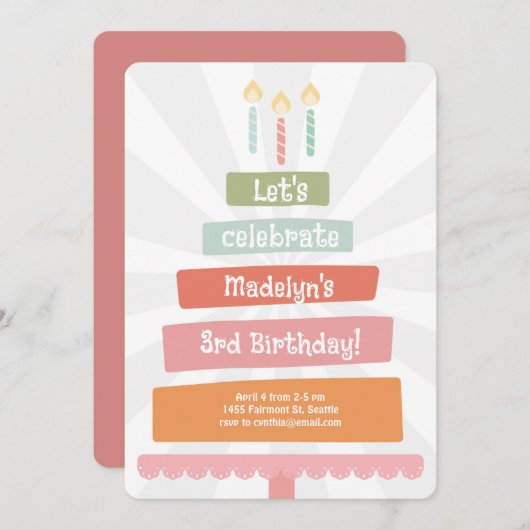 Jumping verjaardagstaart kaart (Voorkant / Achterkant)