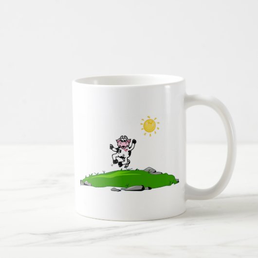 Jumping voor Joy Cow op Grass Koffiemok (Rechts)