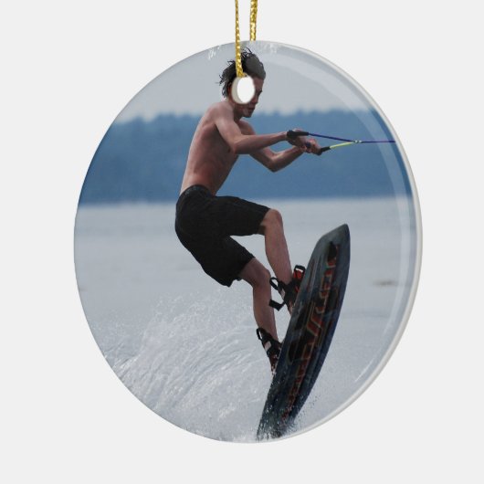 Jumping Wakeboarder Ornaments Keramisch Ornament (Links)