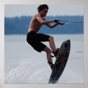 Jumping Wakeboarder Poster