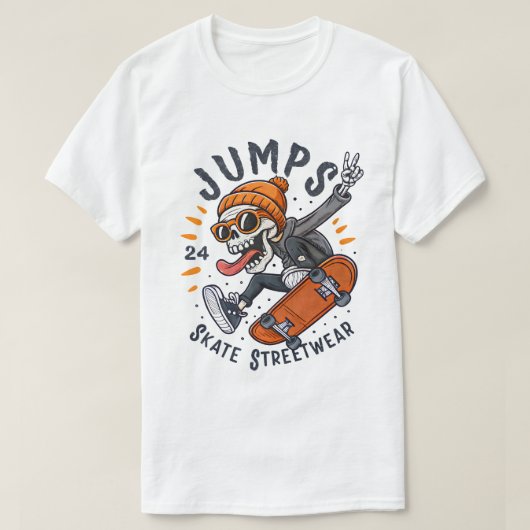 Jumps Skeleton Skateboard Streetwear Design T-shirt (Design voorkant)