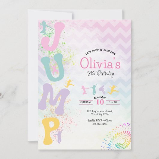 Jumps Trampoline Verjaardagsuitnodiging Kaart (Voorkant)