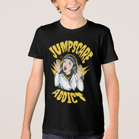  Jumpscare Addict  Tri-Blend Shirt (Voorkant)
