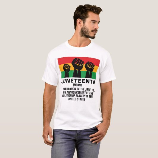 Jun110de Afrikaanse Amerikaanse trots: zwarte vrij T-shirt (Voorkant volledig)