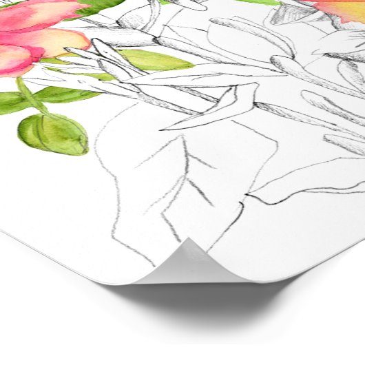 Jun Verjaardag Wilde Rozen Honeysuckle Flowers Poster (Hoek)