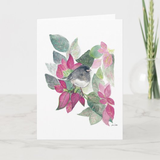 Junco Bird Flowers Card Kaart (Voorkant)