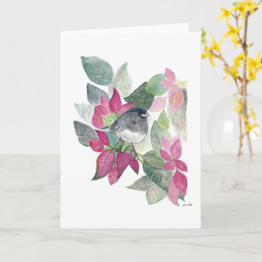 Junco Bird Flowers Card Kaart (Gele Bloem)