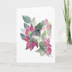 Junco Bird Flowers Card Kaart