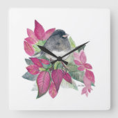 Junco Vogel Waterverf Wandinrichting Vierkante Klok (Voorkant)