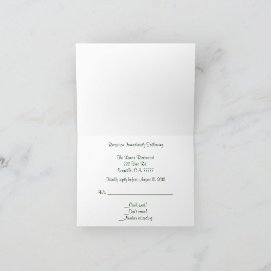 Junco Wedding Reception RSVP-kaart (Binnen)