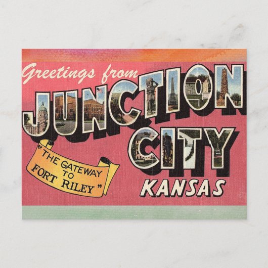 Junction City Kansas Vintage Briefkaart (Voorkant)