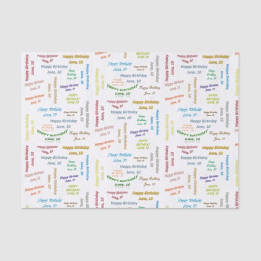 June, 10 Birthday Tissue Paper Tissuepapier (Voorkant)