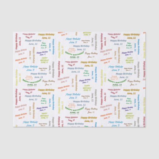 June, 11 Birthday Tissue Paper Tissuepapier (Voorkant)