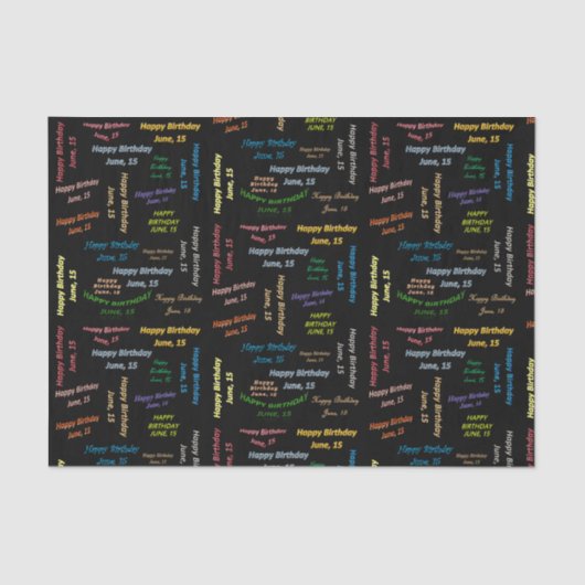 June, 15 Birthday Tissue Paper Tissuepapier (Voorkant)