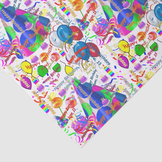 June, 15 Birthday Tissue Paper Tissuepapier (Detail)