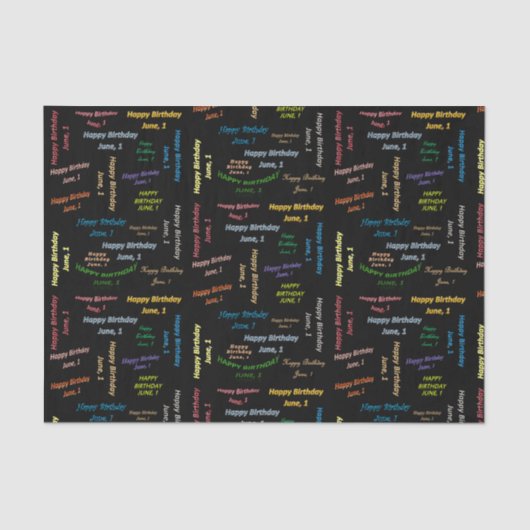 June, 1 Birthday Tissue Paper Tissuepapier (Voorkant)