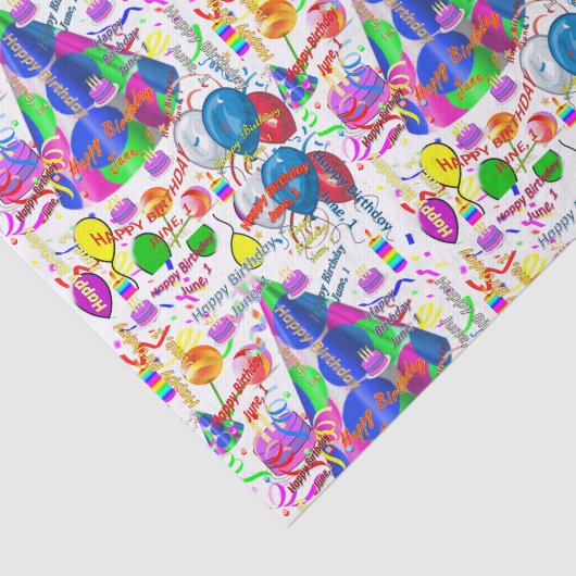 June, 1 Birthday Tissue Paper Tissuepapier (Detail)