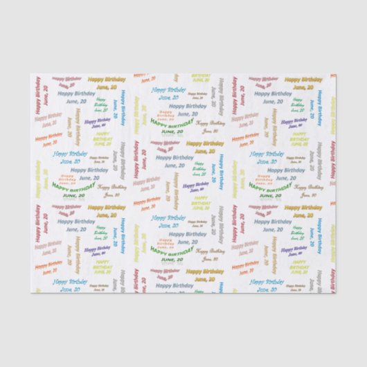 June, 20 Birthday Tissue Paper Tissuepapier (Voorkant)