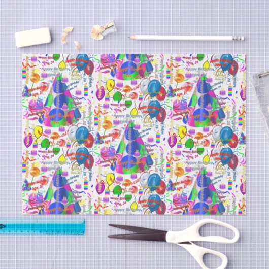 June, 24 Birthday Tissue Paper Tissuepapier (Craft)