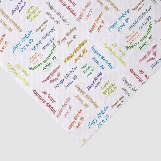 June, 30 Birthday Tissue Paper Tissuepapier (Detail)