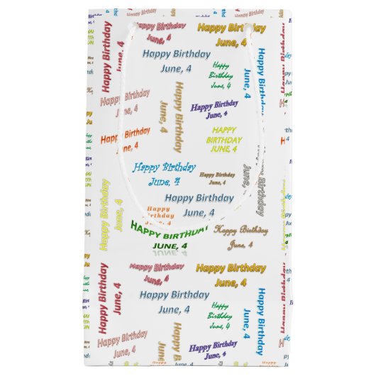 June, 4 Birthday Gift Bag Klein Cadeauzakje (Voorkant)