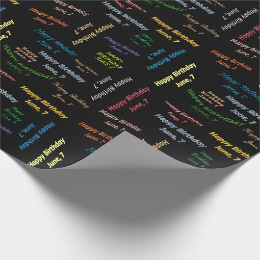 June, 7 Birthday Gift Wrapping Paper Cadeaupapier (Hoek)