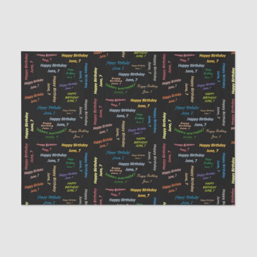 June, 7 Birthday Tissue Paper Tissuepapier (Voorkant)