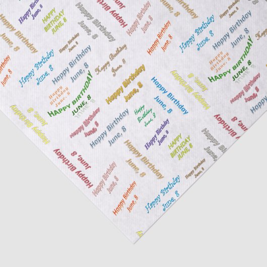 June, 8 Birthday Tissue Paper Tissuepapier (Detail)
