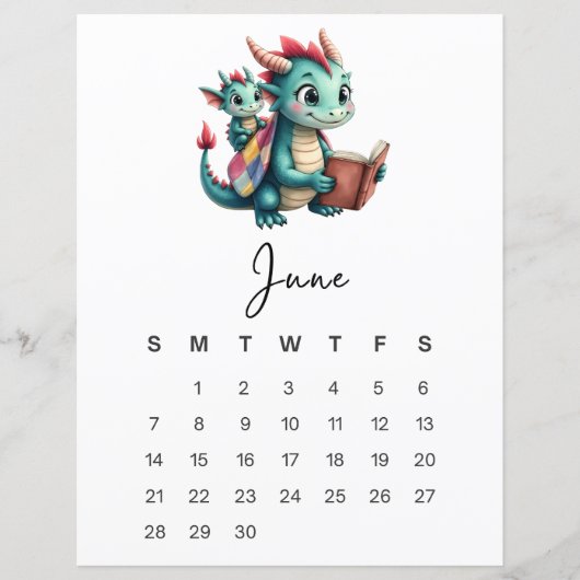 June Baby Dragon Playful Fantasy Monthly Calendar (Voorkant)